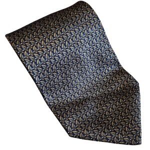 Roundtree & Yorke Silk Tie Navy Gold Geometric Pattern Classic Mens Business Tie